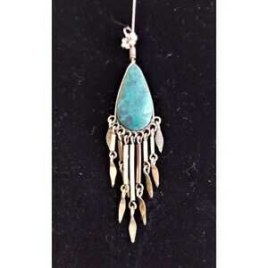 Southwest Malachite & Pin Feather Pendant